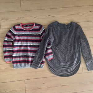 Essentials Gray and Striped Sweater Set